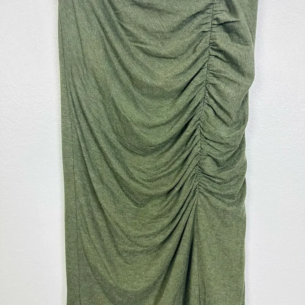 Ann Taylor Dark Green Ruched Long Knit Dress Skirt Size 8